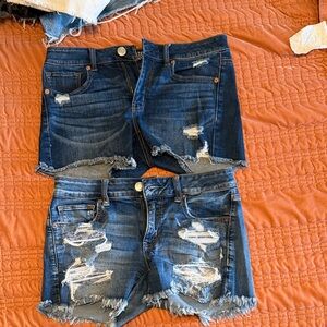 American Eagle Outfitters Dark and Light Blue Denim Shorts